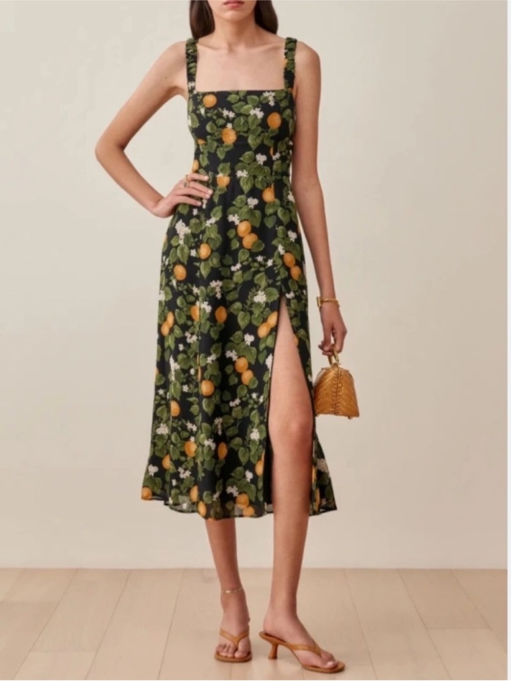Reformation Dominique Midi Dress In Clementines Sz 4 - Picture 4 of 13